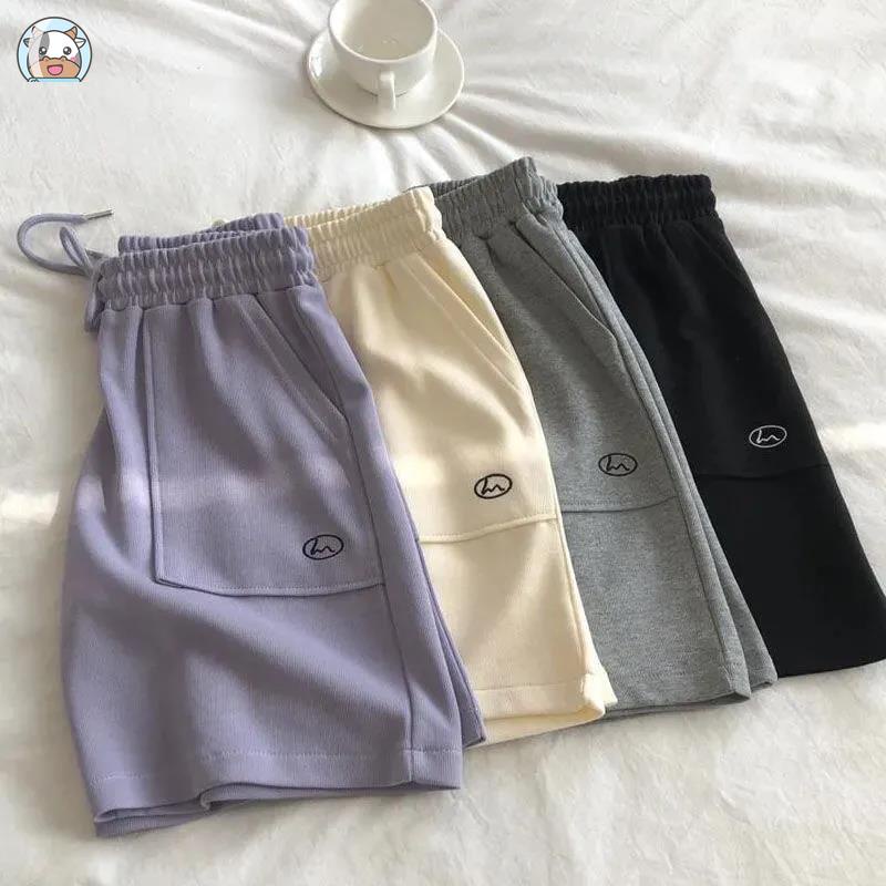 Quần short FDS cạp cao dáng rộng phong cách thể thao Hàn Quốc thời trang mùa hè dành cho nữ