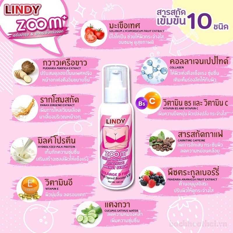 Serum Lindy Zoom Thái Lan săņ chắc căņg mịn vòng trên