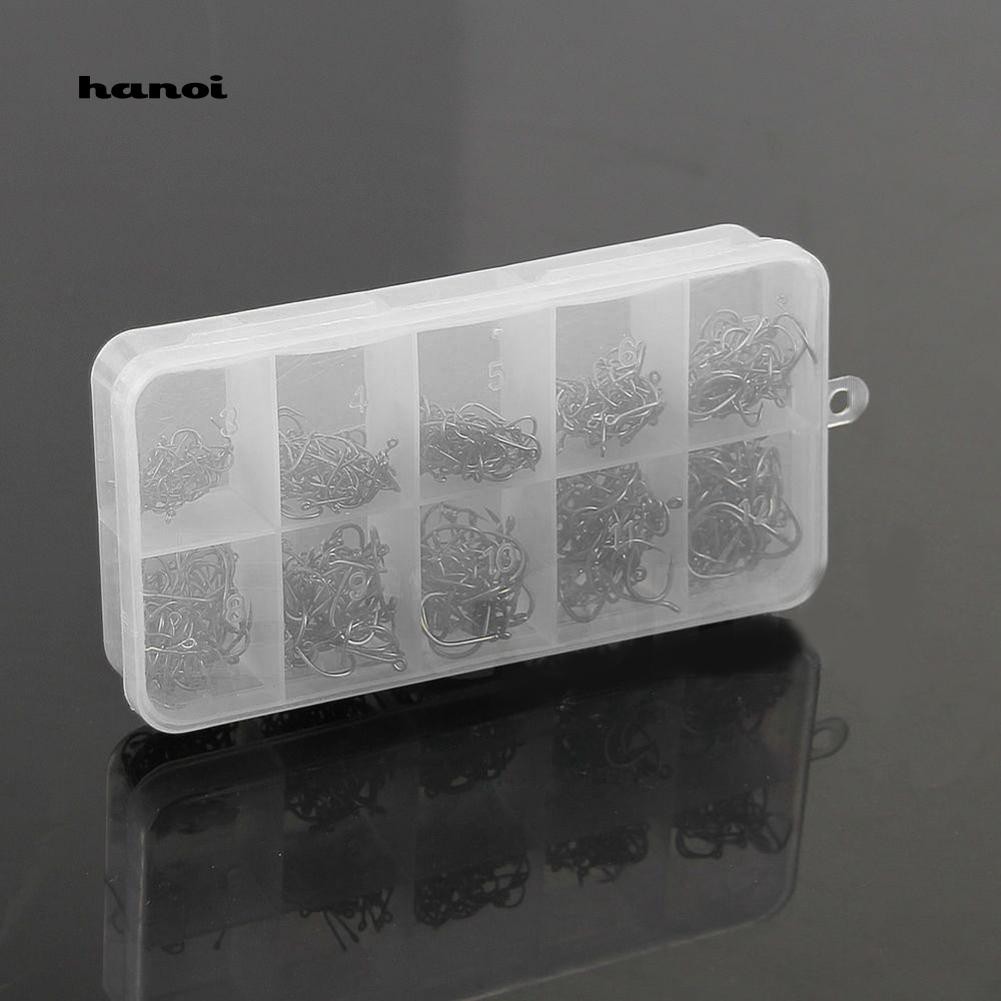 Hộp 500 lưỡi câu bằng thép cacbon 10 kích cỡ tiện dụng cho dân câu cá