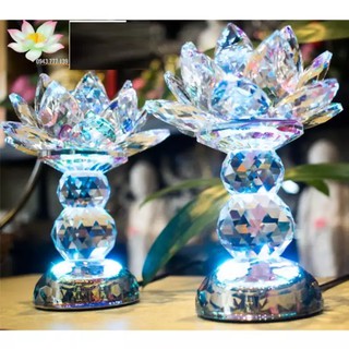Đèn thờ pha lê cánh sen cao cấp - 2 tầng