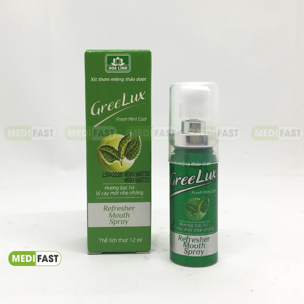 Lọ xịt thơm miệng Greelux vị bạc hà - Giúp hơi thở thơm mát, khử mùi hôi, tự tin khi giao tiếp từ thảo dược - Lọ 12ml