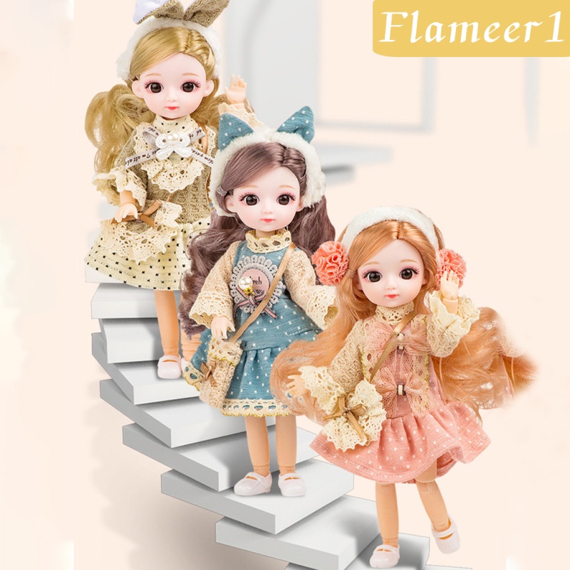 [Flameameer1] Búp Bê BJD Mặc Đầm Thời Trang Quà Tặng Giáng Sinh Cho Bé Gái