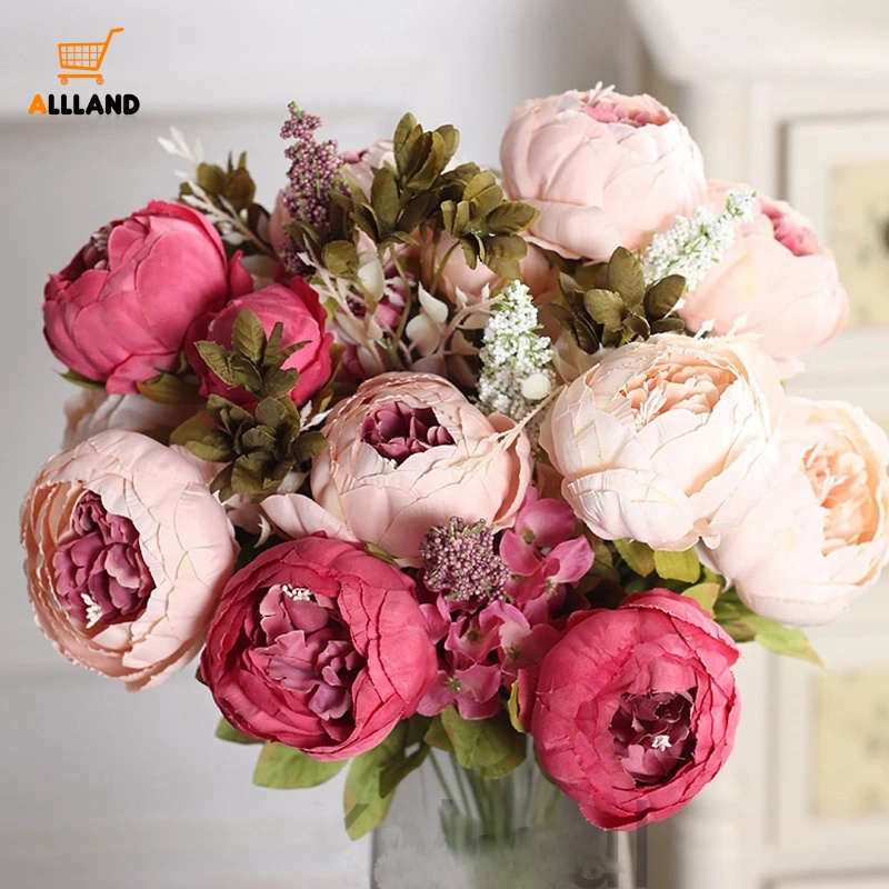 1 Bó Hoa Mẫu Đơn Giả Bằng Lụa Phong Cách Châu Âu Trang Trí Đa Ứng Dụng