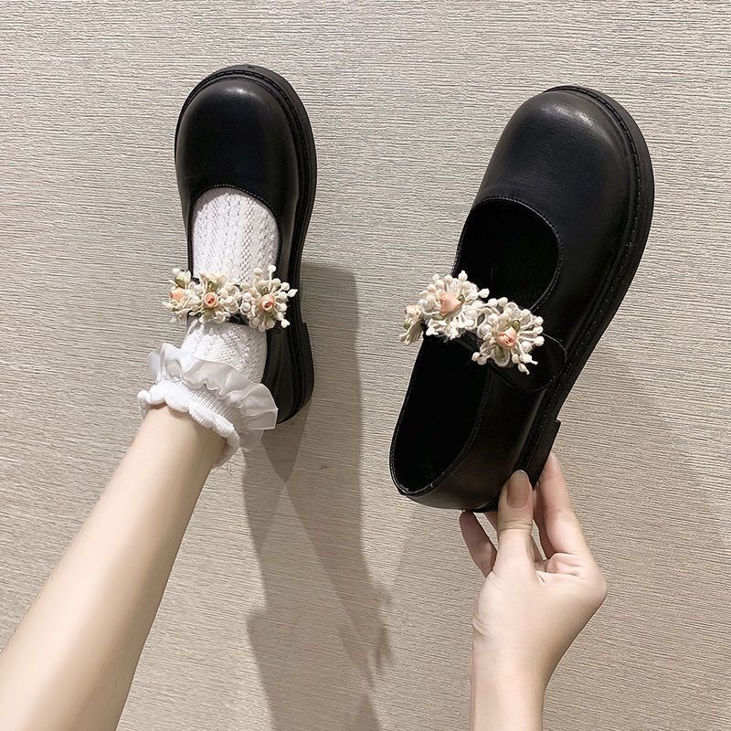 Giày Da Mềm Họa Tiết Hoa Thời Trang Dễ Phối Đồ Cho Nữ