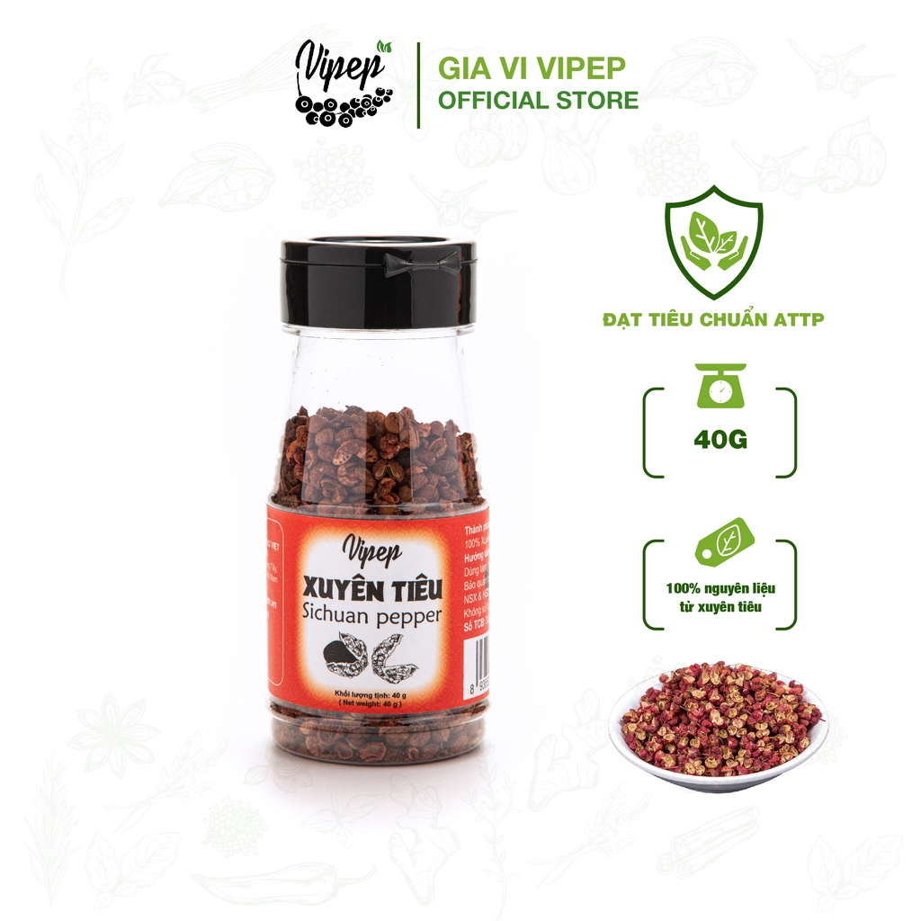 Xuyên Tiêu Tự Nhiên Vipep Hũ Nhựa 40g