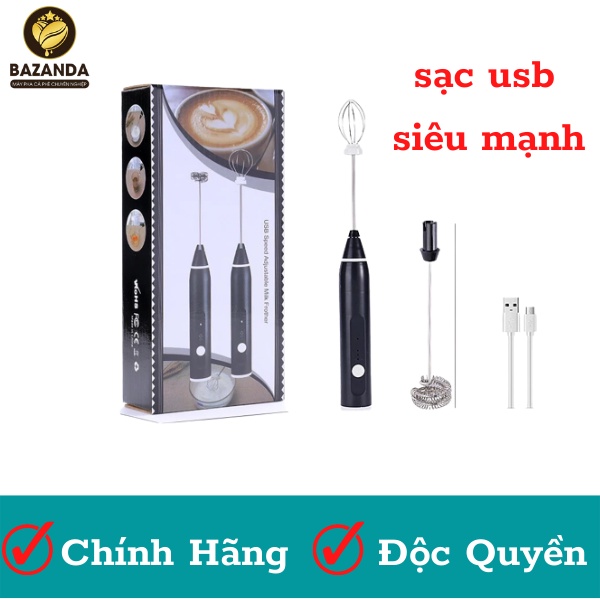 Máy Tạo Bọt Cà Phê và Đánh Trứng 2 đầu sạc điện