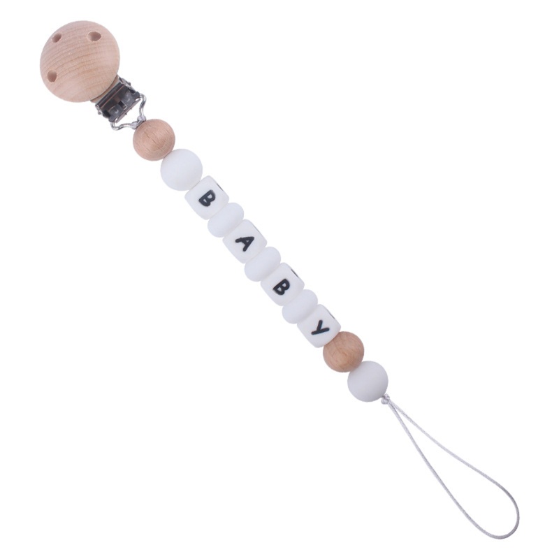 Đồ Chơi Kẹp Núm Vú Giả Bằng Silicone Đính Hạt Cho Bé Gặm Nướu