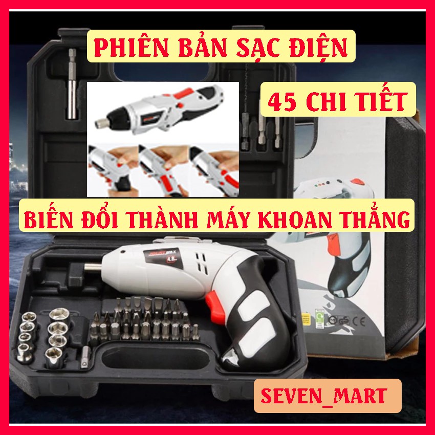 [Sạc Điện] Máy Khoan Bắt Vít Mini Cầm Tay 45 Chi Tiết Nhiều Đầu Joust Max