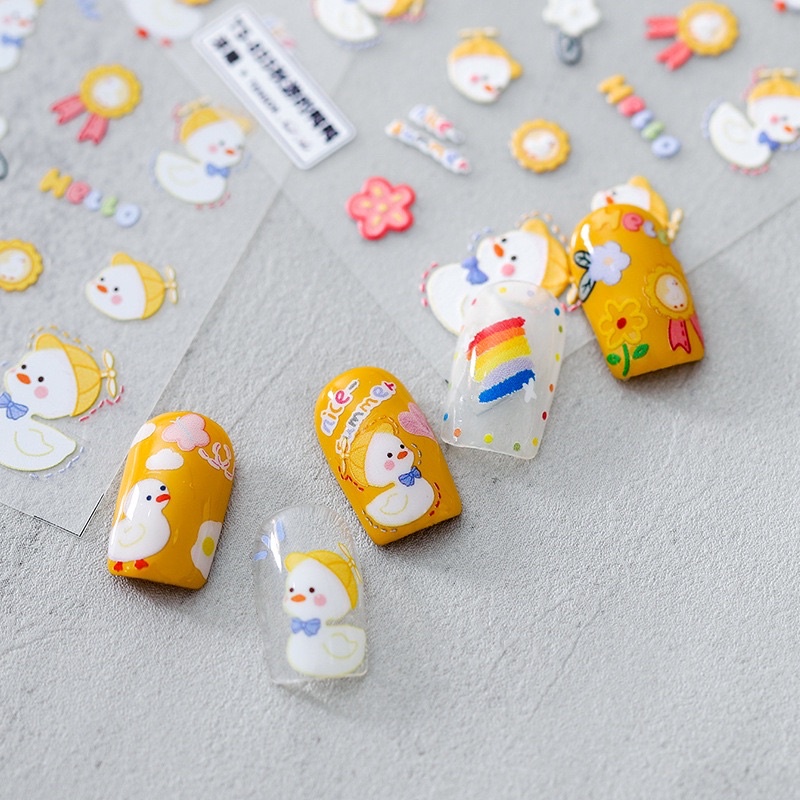 Sticker con vịt cute hàng cao cấp ,dán trang trí nail / móng tay