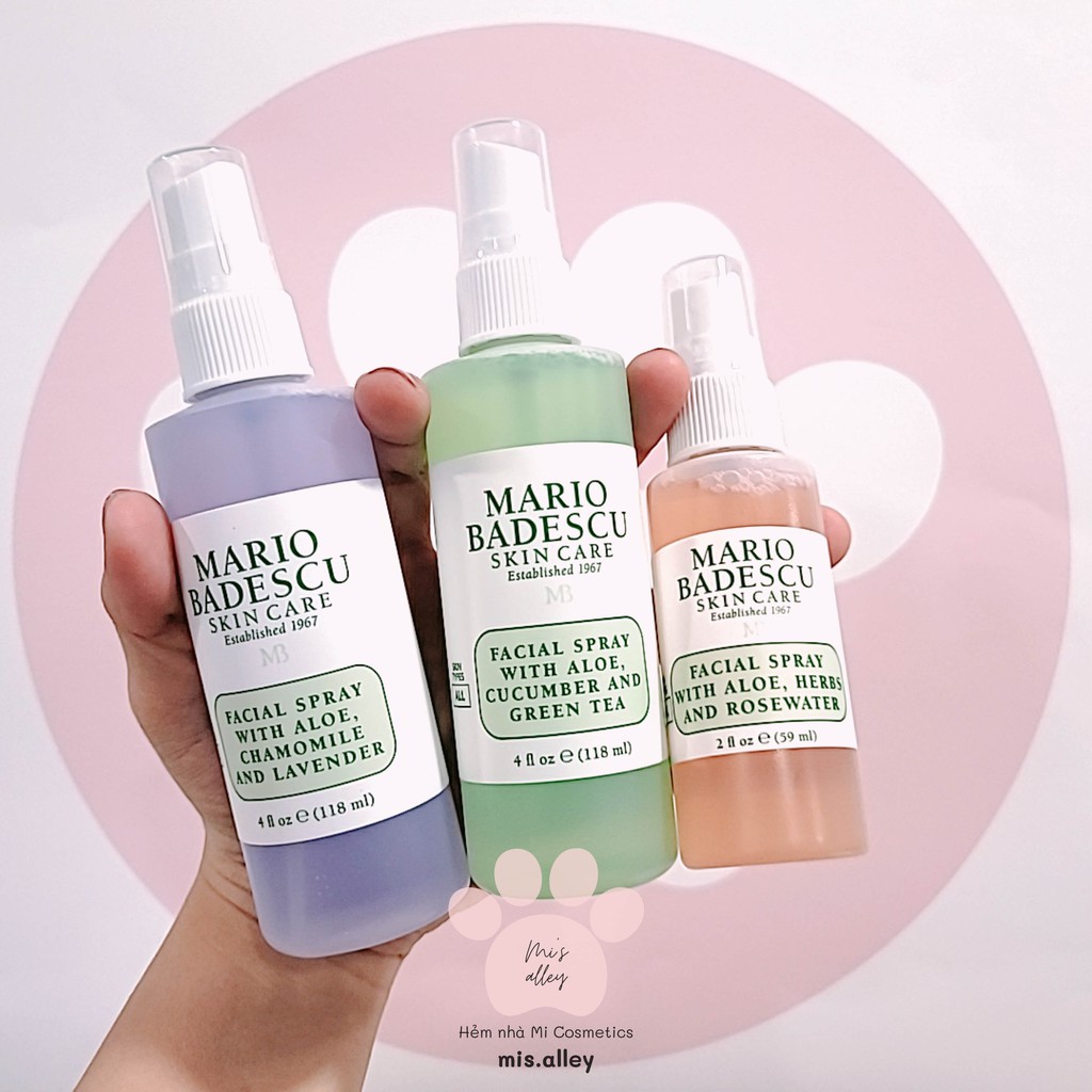 🌸Mario Badescu🌸 Bill US| Toner xịt khoáng chiết xuất nha đam Facial Spray with Aloe Vera FULL SIZE