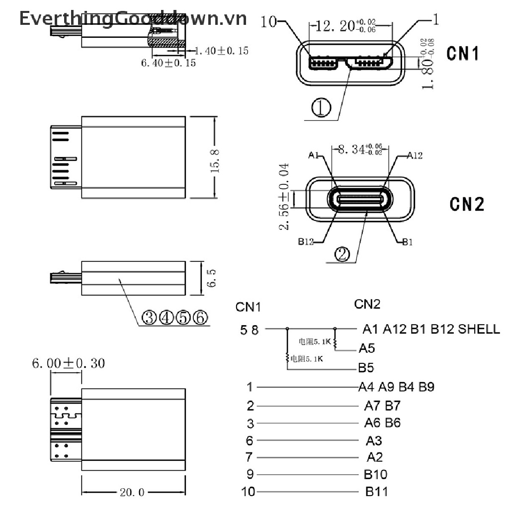 Đầu chuyển đổi USB 3.0 Micro B sang cổng Type C