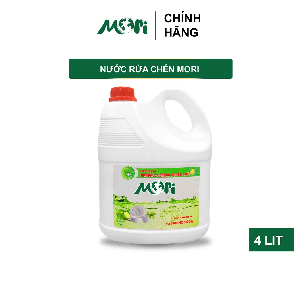 Nước rửa chén MORI, sạch nhanh mùi hương thơm mát dễ chịu - 4LIT