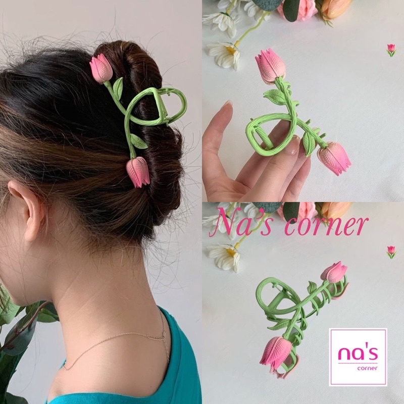 Kẹp tóc kim loại hoa hồng hoa cúc gấu thỏ nơ bền chắc