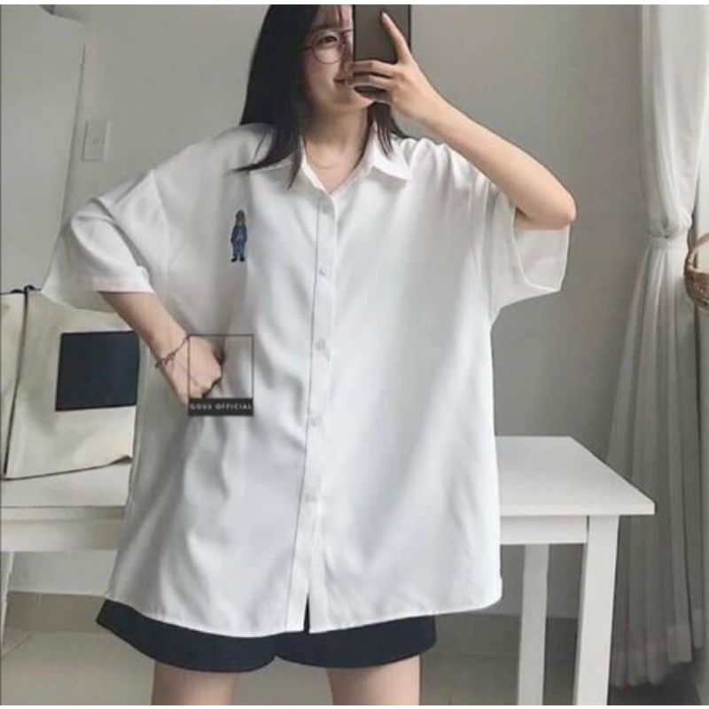 sơmi trắng gấu thêu bigsize 55-90kg