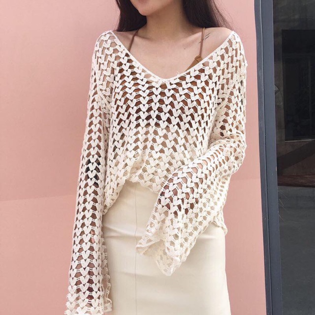 [K06] &lt;ÁO CHOÀNG&gt; ÁO LƯỚI TIM NHÍ MÀU BE