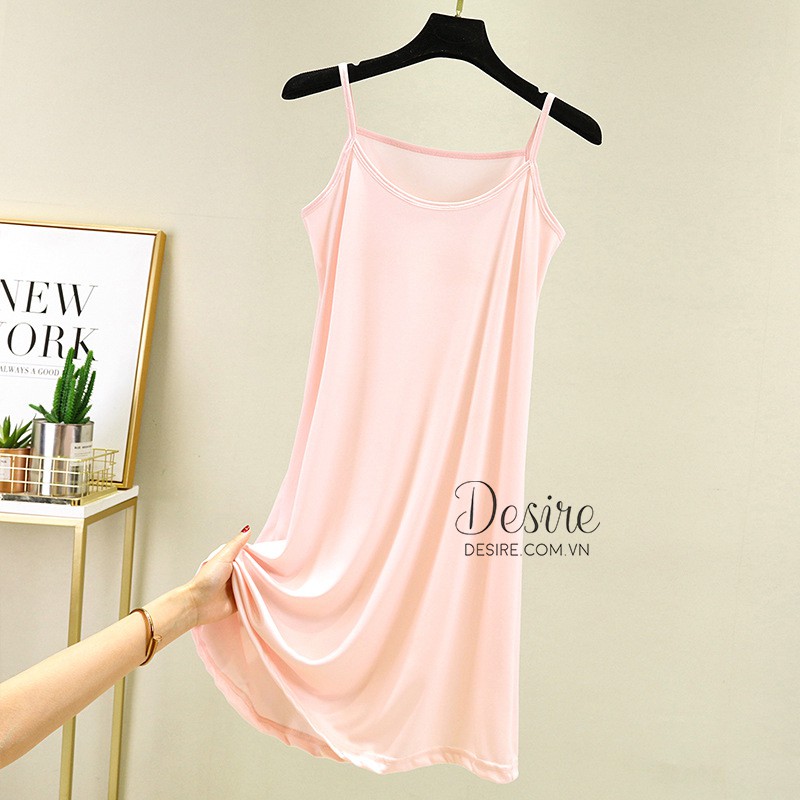 Váy Đầm hai dây thun dáng suông cổ thuyền - Váy mặc lót thun dáng suông cổ thuyền mịn mát mùa hè VN-020 | BigBuy360 - bigbuy360.vn