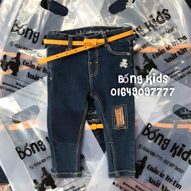 Quần Jean Bé Gái Skinny Logo Gấu Lulu Castagnette