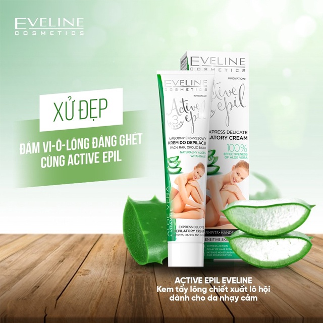 Kem tẩy lông Active Epil Eveline chiết xuất lô hội dành cho da nhạy cảm 125ml