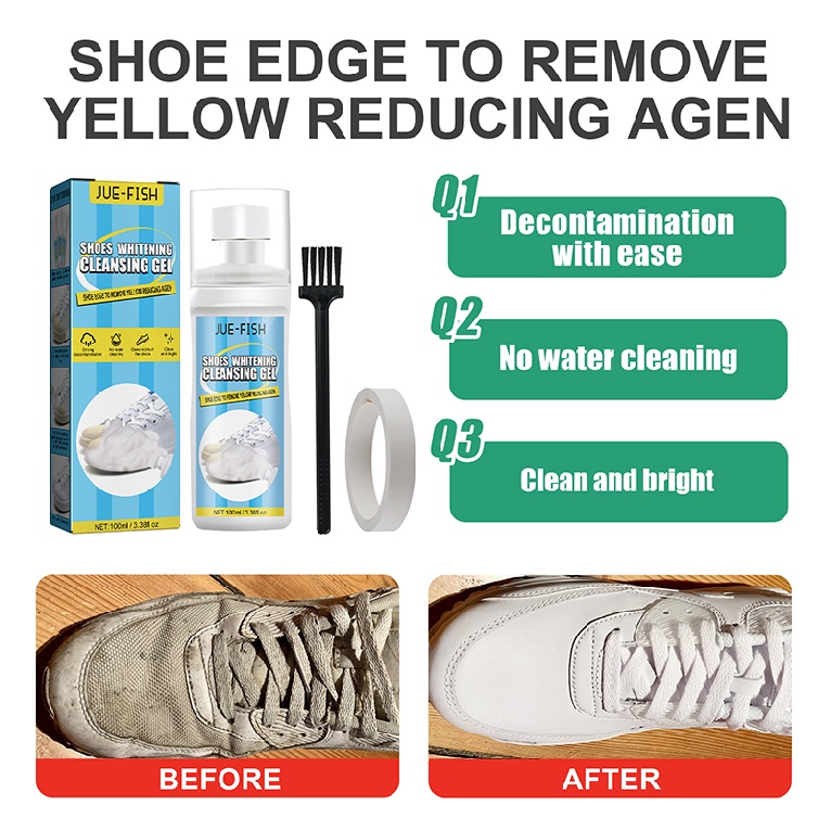 100ml Shoes Whitening Cleansing Gel Shoe Stain Remover Brush Tape