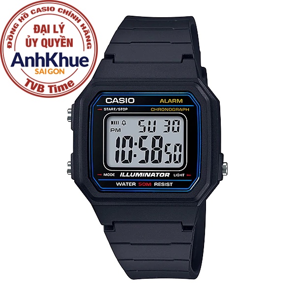 Đồng hồ nam dây nhựa Casio Standard chính hãng Anh Khuê W-217H-1AVDF (41mm)