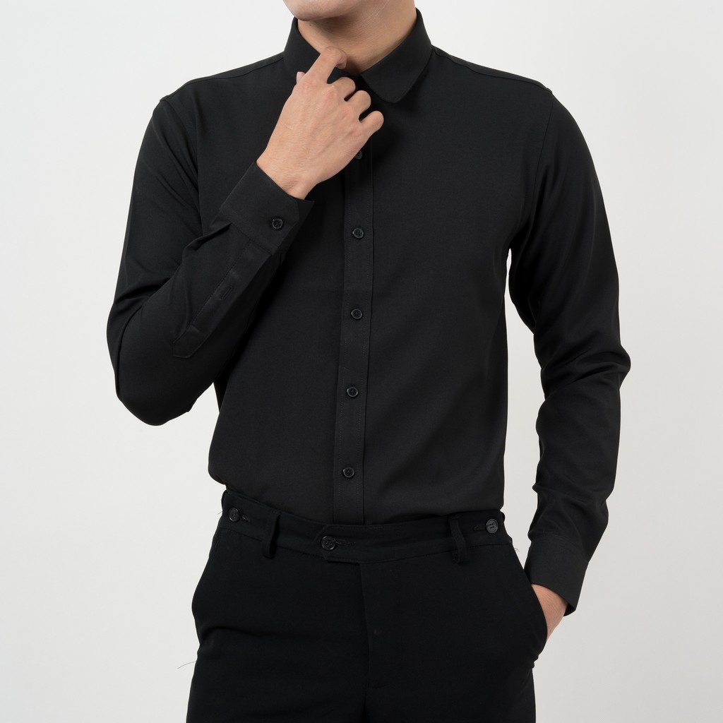 Áo sơ mi tay dài màu đen nam KENTA SMD0082