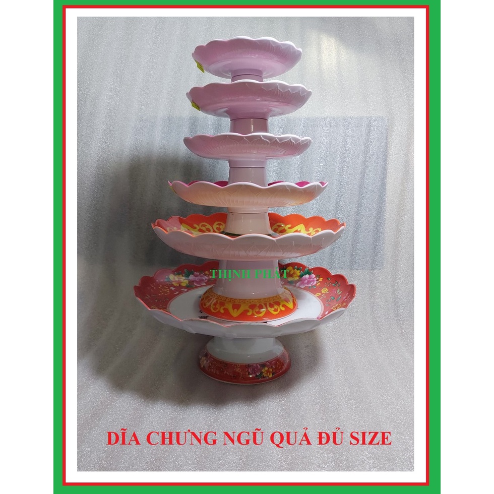 Dĩa chưng trái cây - chò chưng ngũ quả nhựa melamine đủ size - GIAO MÀU NGẪU NHIÊN