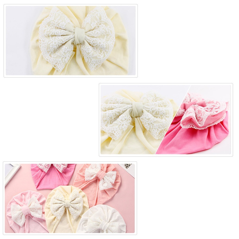 Mũ Turban Thắt Nơ Ren Thoáng Khí Thông Dụng Độ Co Giãn Cao Cho Bé Trai Bé Gái 0-24 Tháng Tuổi