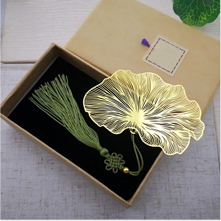 Bookmark đánh dấu trang vintage cho người yêu sách BK03 lá sen