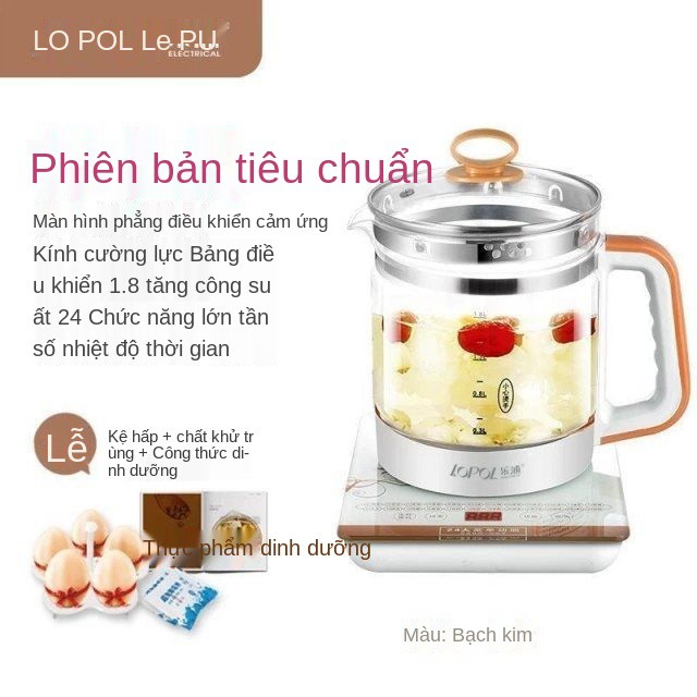 Bình sức khỏe 18L chính hãng Lepu thủy tinh dày dặn, ấm trà điện đa năng tự động, pha trà, sắc thuốc