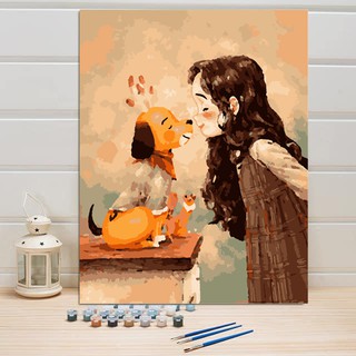 ART8S Tranh tô màu theo số, sơn dầu số hóa, tự vẽ, được căng sẵn khung gỗ canvas.
