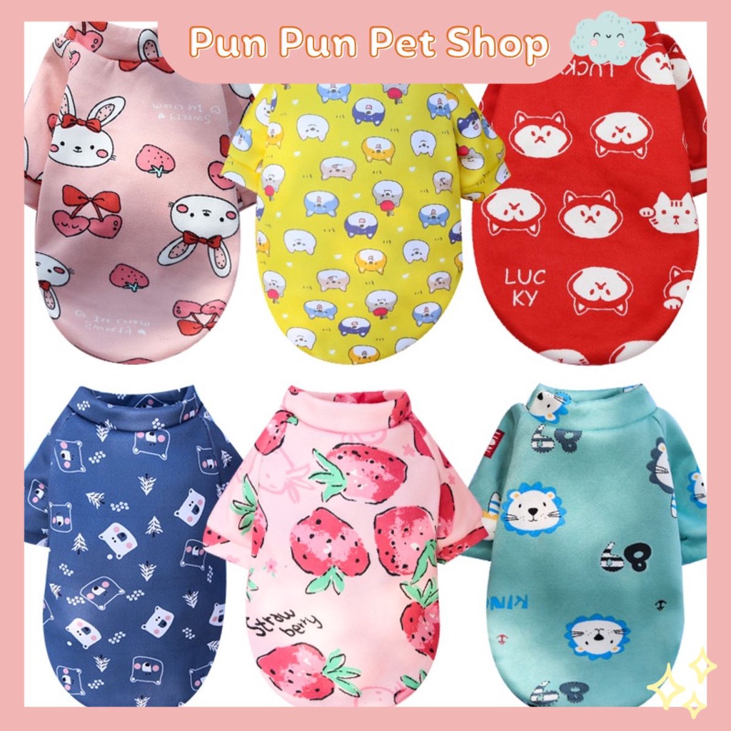 Áo thun mùa hè cho chó mèo in họa tiết dễ thương, năng động - Quần áo thú cưng cao cấp - PunPunPet Shop
