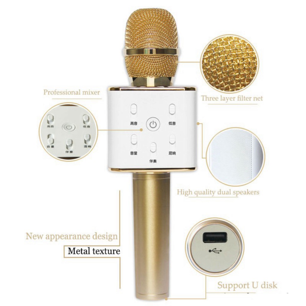 Micro Bluetooth Karaoke Q7/Q7U Kiêm Sạc Dự Phòng (Chính Hãng)