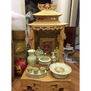 bộ sứ thần tài gỗ pơmu