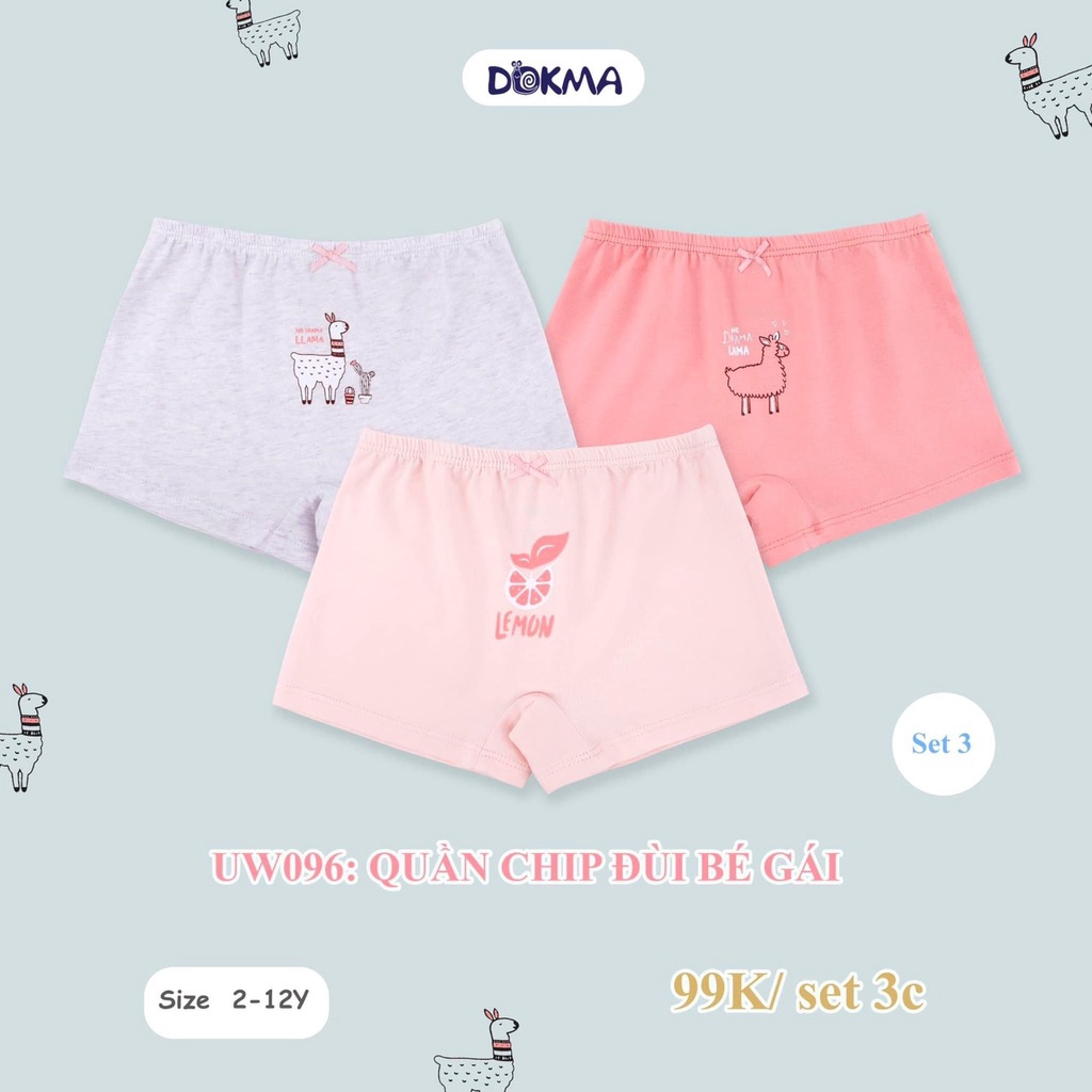 Set 3 quần chip bé gái DOKMA - Chip đùi bé gái made in Viet Nam