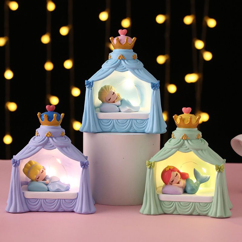 Disney Đèn Ngủ Hình Công Chúa Elsa / Nàng Tiên Cá / Lâu Đài Xinh Xắn Trang Trí Phòng Bé Gái