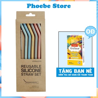 Bộ 6 Ống Hút Silicone Có Thể Tái Sử Dụng Kèm 2 Cọ Rửa Lock&Lock TLL080 ( 250 x 78 mm)