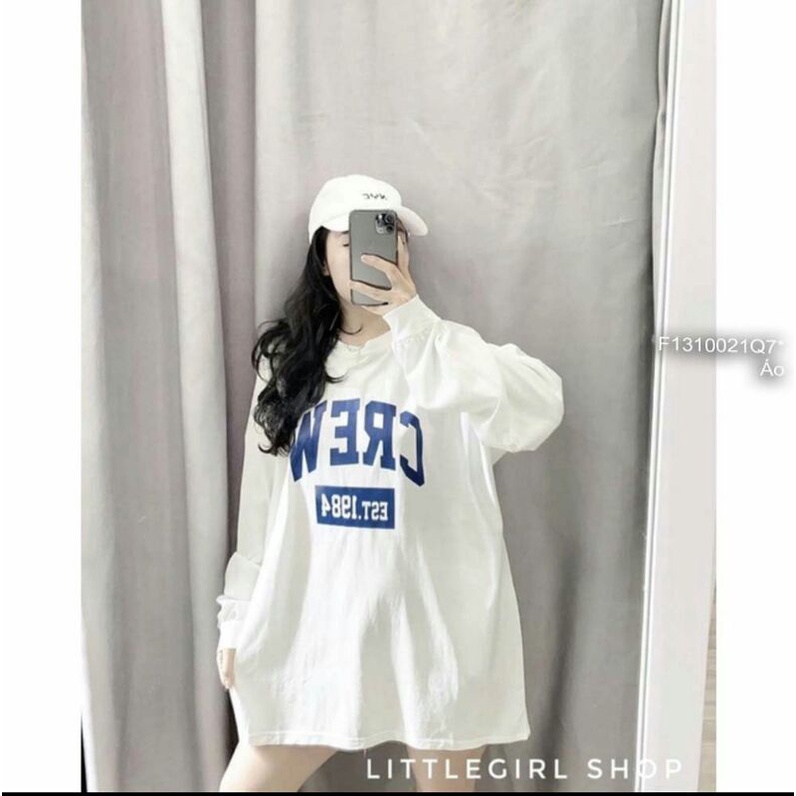 Áo thun khô in chữ ngực form rộng giấu quần tay dài!Freesize dưới 65kg