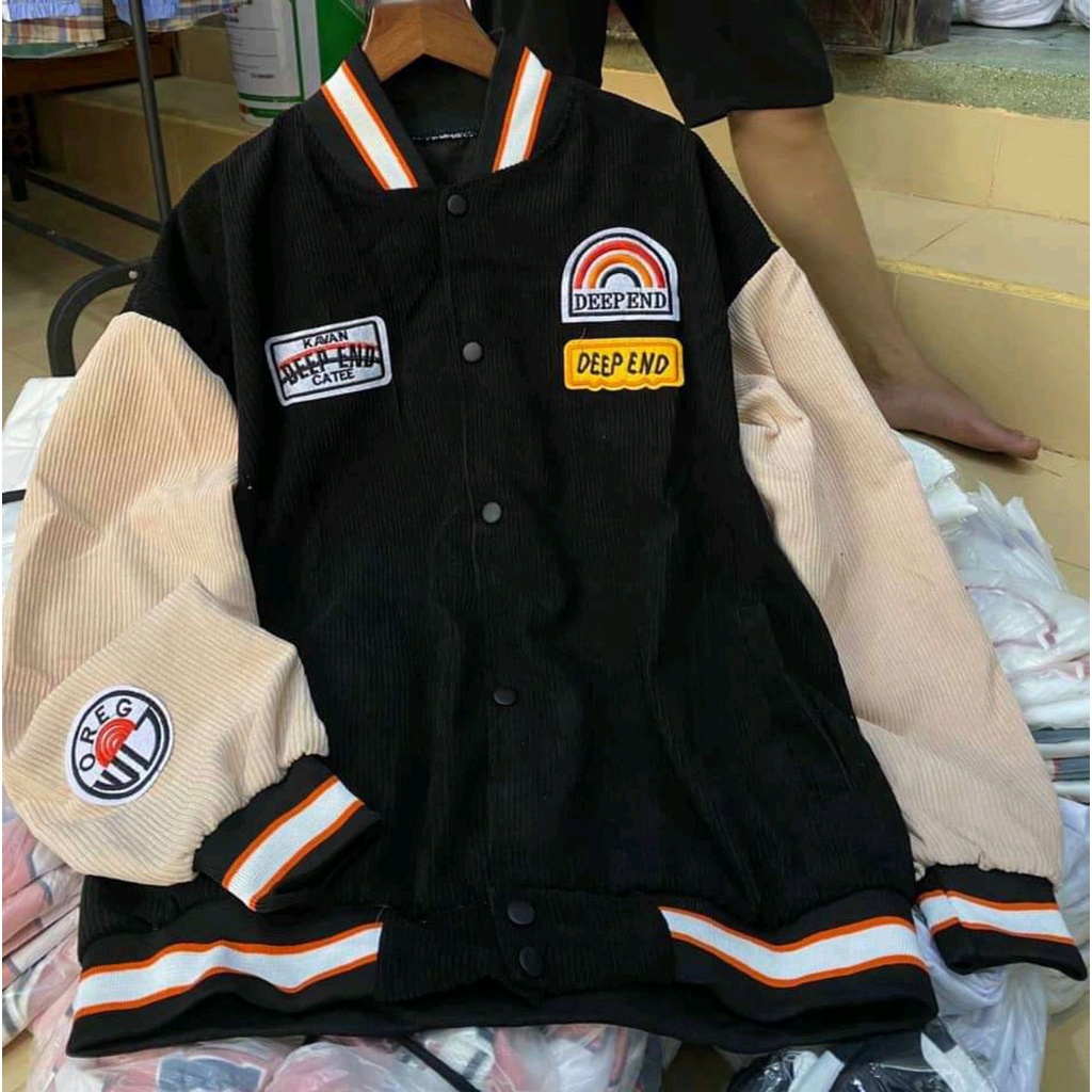 Áo bomber nam áo khoác jacket nỉ nữ unisex khuy bấm tay bo phối màu form rộng 2 màu logo cầu vồng Freeship | BigBuy360 - bigbuy360.vn