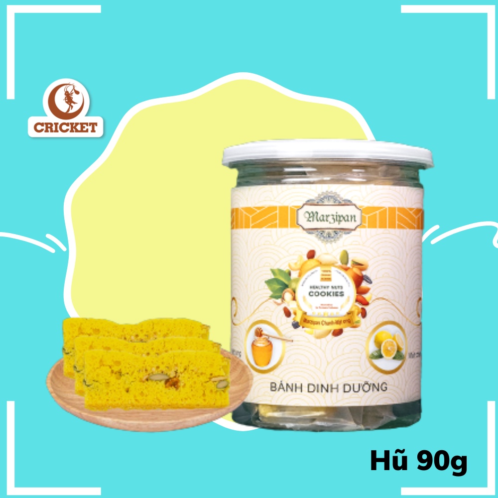 Bánh Ăn Kiêng Marzipan Chanh &amp; Mật Ong (Hũ 90g)- Thanh dinh dưỡng rau củ organic mix hạt, bánh ăn vặt healthy