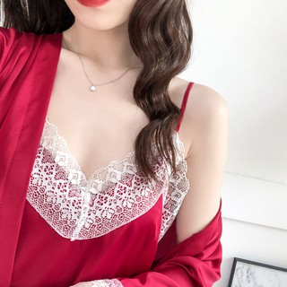 Bộ Đồ Ngủ Pijama Nữ Lụa Set 2 Chi Tiết (Set Váy Ngủ + Áo Choàng)