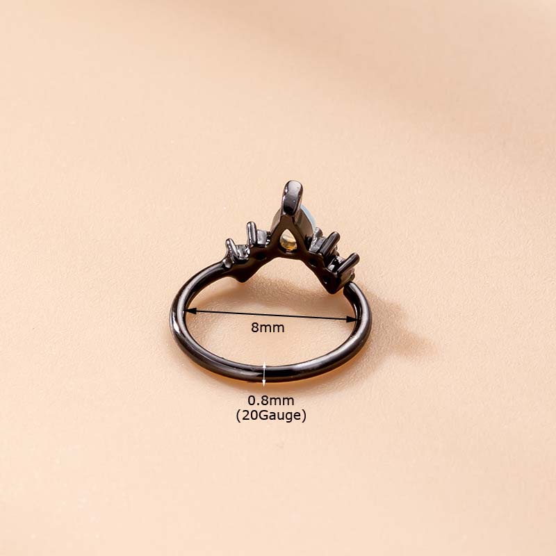 1 Khuyên Mũi Tròn Đen Đính Đá Zircon Thời Trang