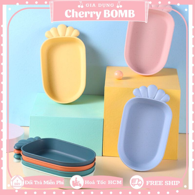 Đĩa Hình Cà Rốt Bằng Nhựa Lúa Mạch An Toàn Dày Dặn Đựng Thức Ăn