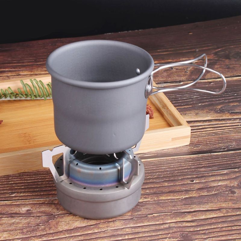 Bếp cồn mini hình chữ thập bằng thép không gỉ tiện dụng cho dã ngoại du lịch