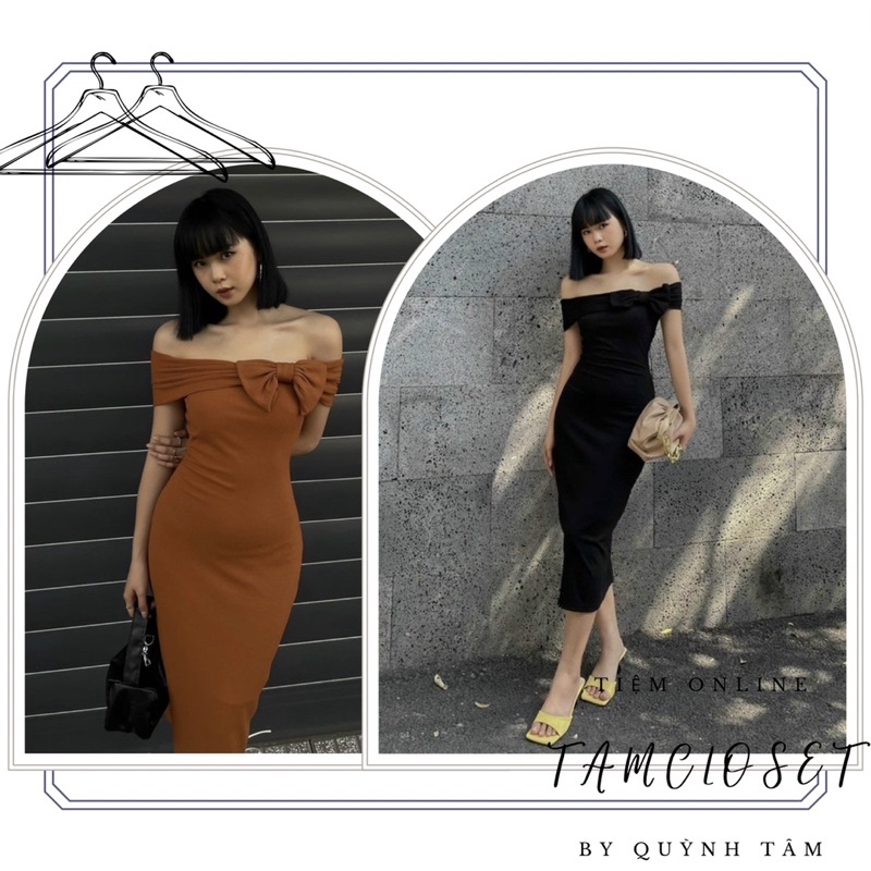 Đầm body trễ vai nơ -TK778