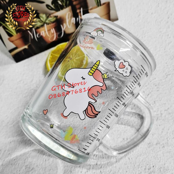 CỐC PHA SỮA THUỶ TINH CHIA VẠCH SIÊU TIỆN LỢI CÓ NẮP VÀ ỐNG HÚT CHO BÉ-GTH SHOP_GTH Stores