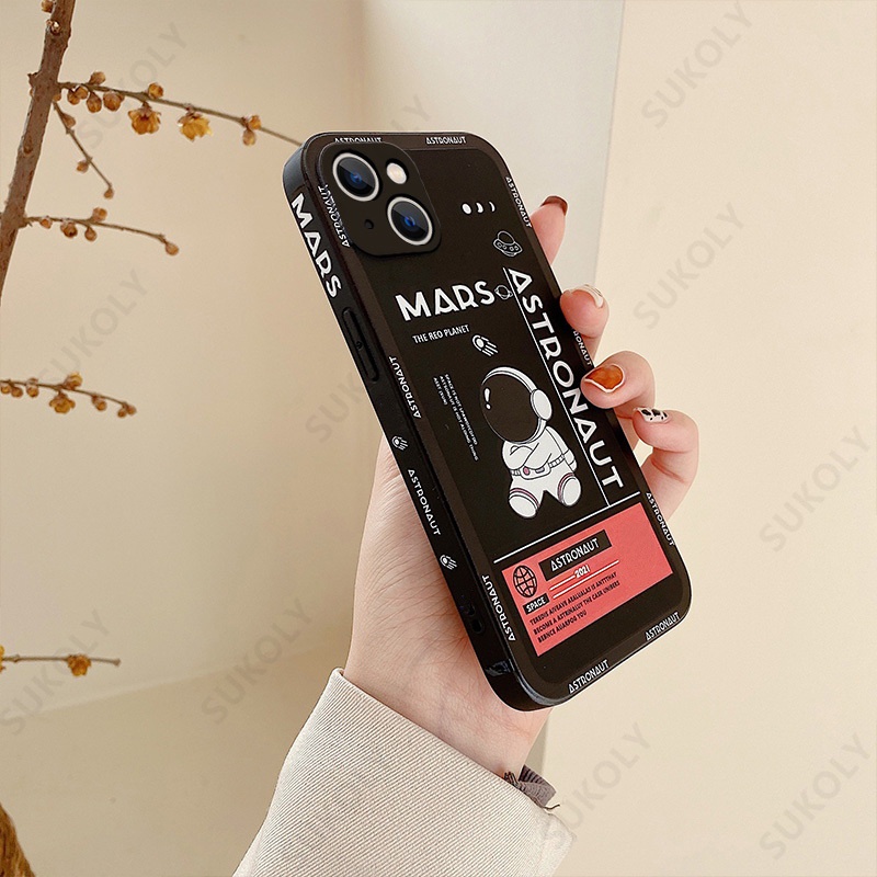 Mới Ốp Điện Thoại Silicon Vuông Mềm Hình Phi Hành Gia Cho iPhone 13 pro Max 12 pro Max 6s plus 7 plus 8 X Xs Xr Xsmax 11 pro Max Se2020