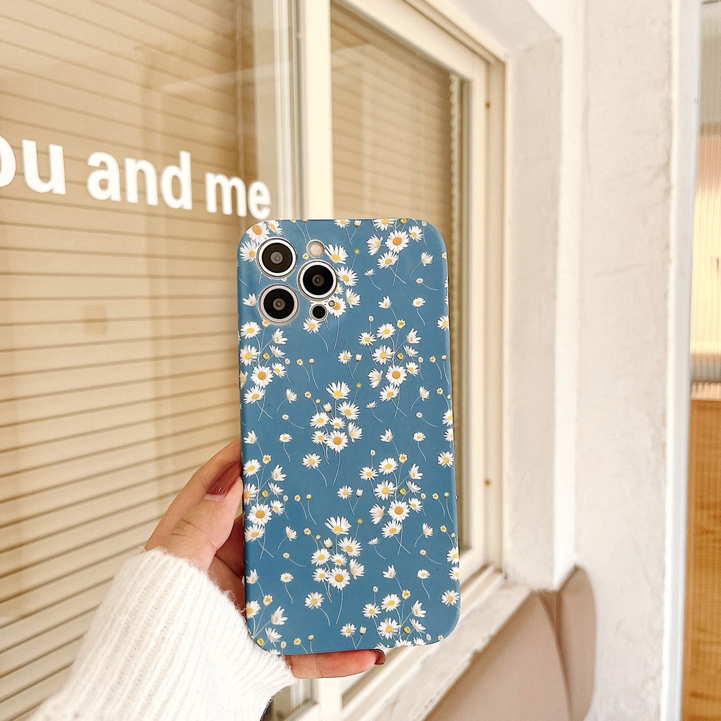 Ốp Lưng Silicone Mềm Màu Trơn Trang Trí Hoa Xinh Xắn Cho Iphone 11 12 Pro Max 12 Mini Se 2020 7 / 8 Plus X Xs Max Xr 11 Pro