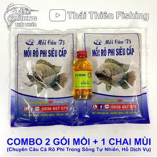 Combo 2 gói mồi câu cá rô phi siêu cấp, 1 chai tinh mùi câu cá rô phi