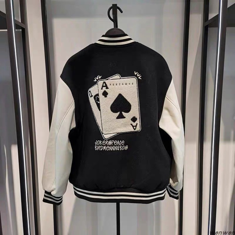 Áo Khoác,Áo Khoác Bomber Nam Nữ Thêu Họa Tiết Chất Liệu Kaki Cao Cấp Tay Phối Da Đẳng Cấp