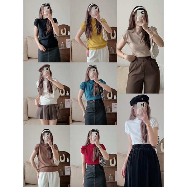 Áo len cổ 3 phân tay hến có nhiều màu